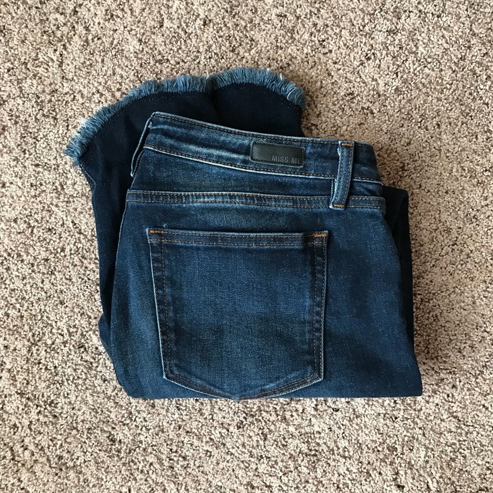 MissMe skinny cropped frayed jeans